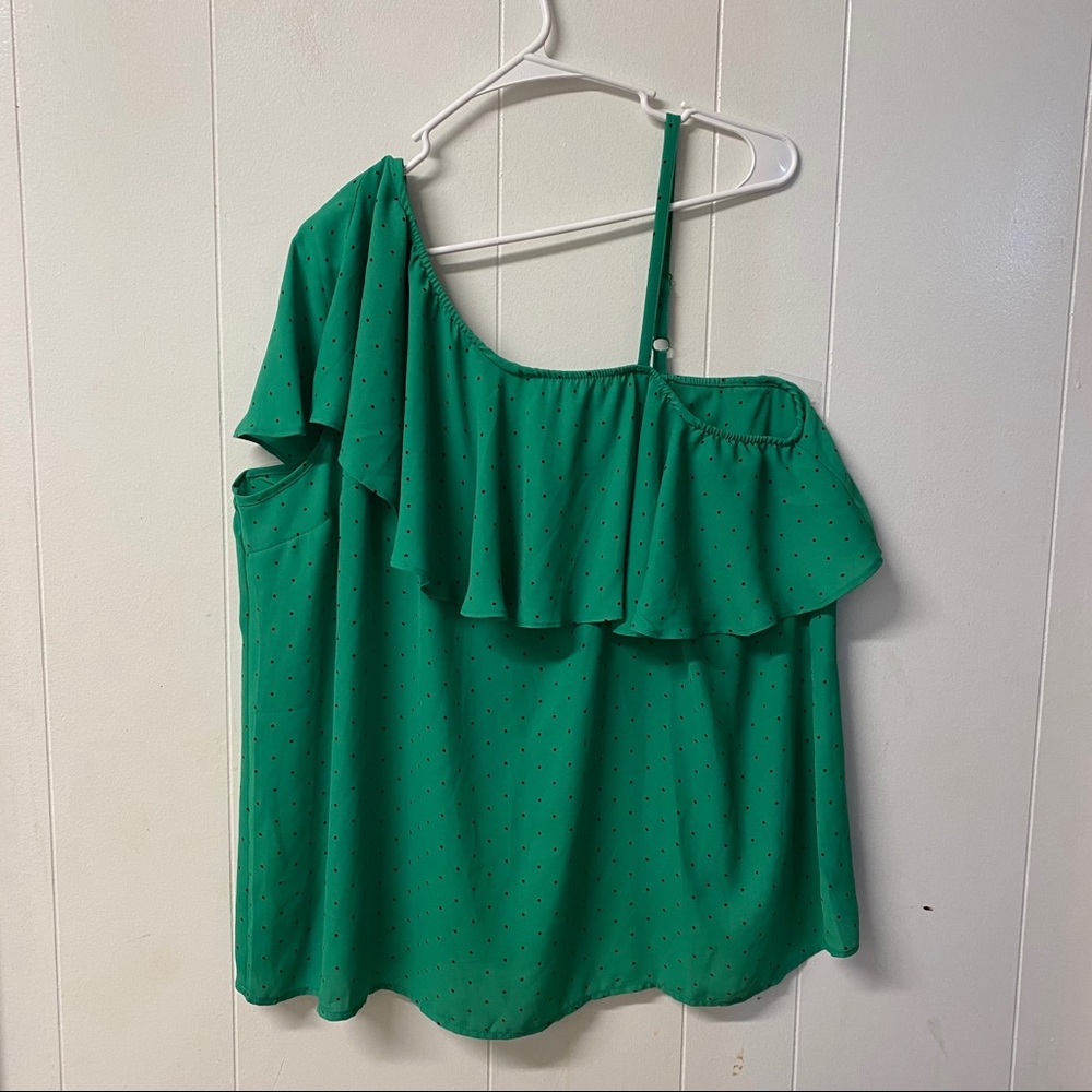 Torrid One Shoulder Top Polka Dot Size 16